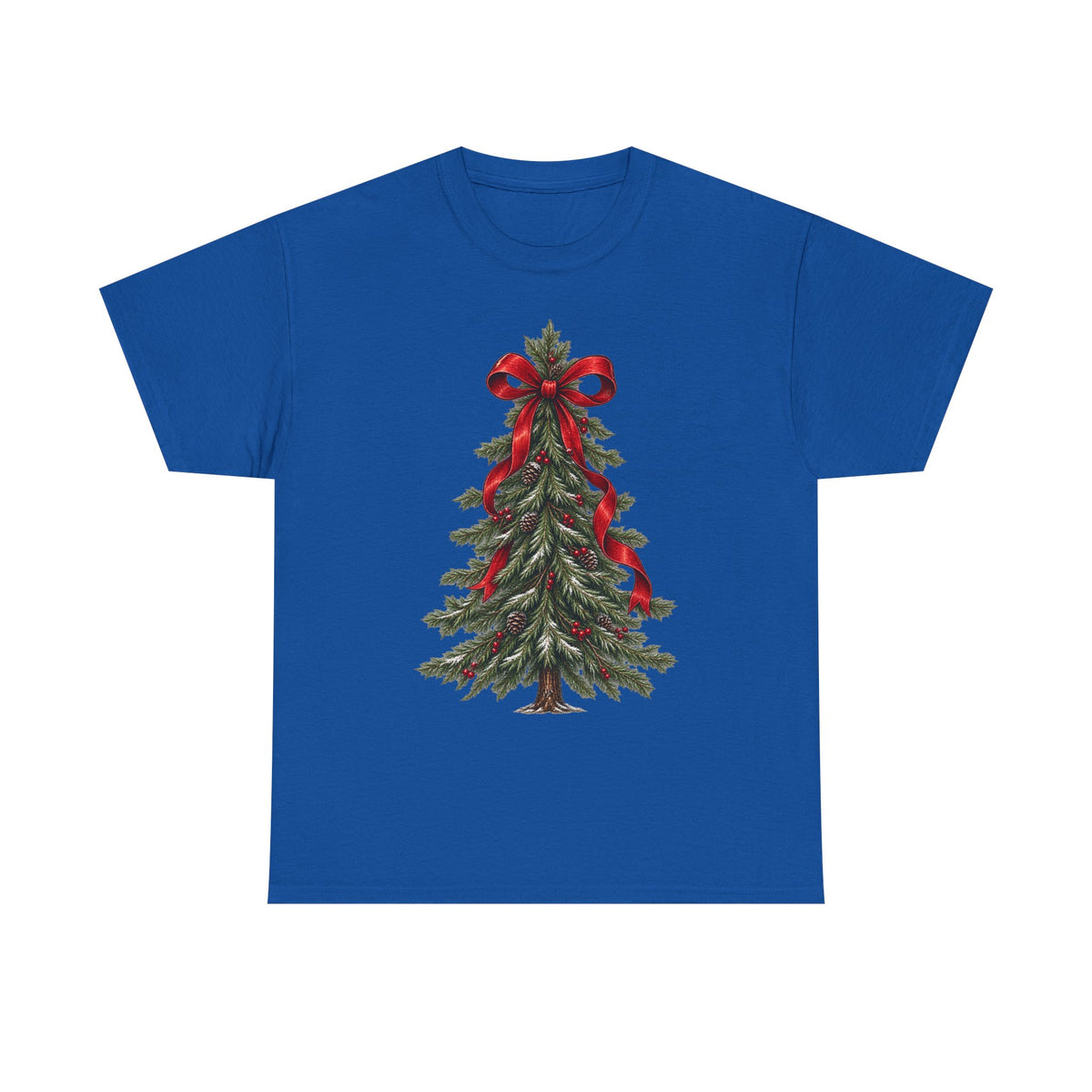 Christmas tree with red bow T-shirt… Festive holiday, graphic tee