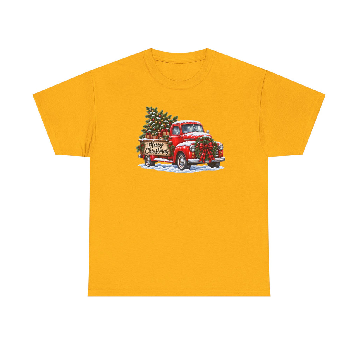 Christmas Truck T-Shirt — Red Vintage Truck with Tree & "Merry Christmas"