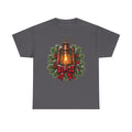 Lantern & Pine Wreath Tee — Rustic Christmas Holiday T-Shirt