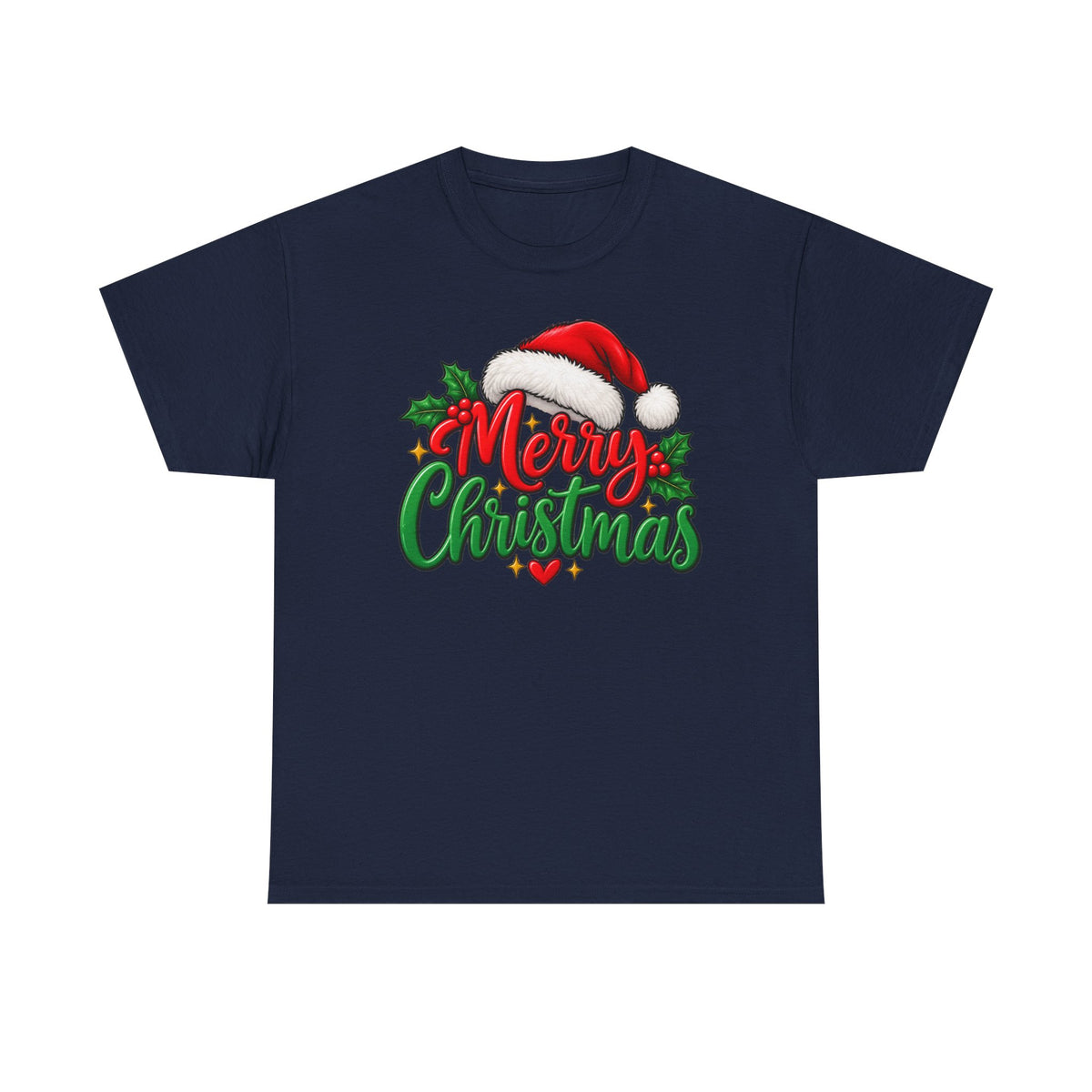 Merry Christmas, Santa hat, and Holly graphic tee