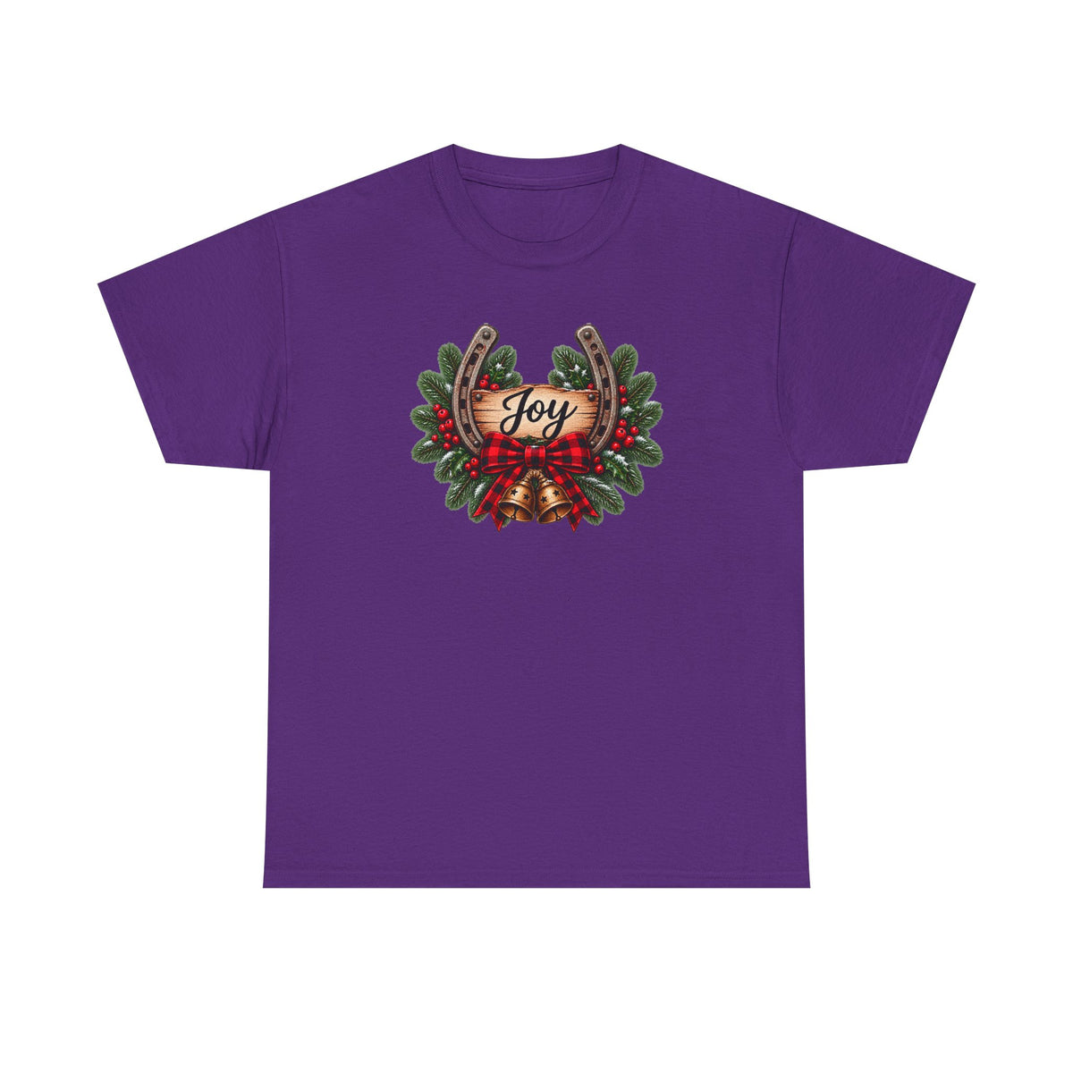 Joy Horseshoe Tee — Rustic Christmas Horseshoe & Wreath Holiday Shirt
