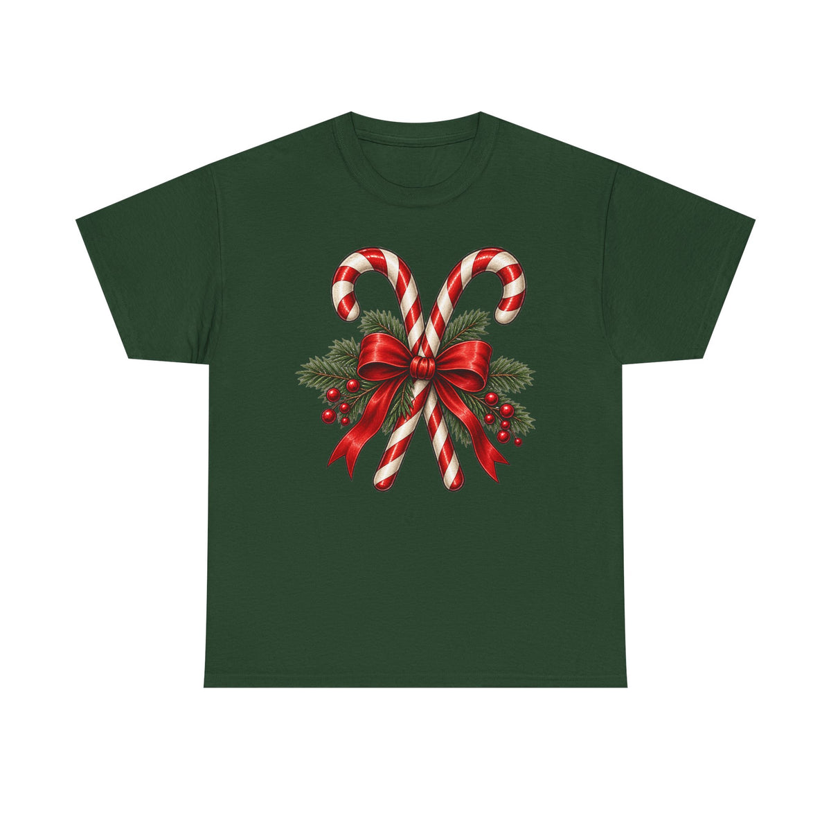 Candy cane Christmas T-shirt… Classic holiday bow, and greenery tea