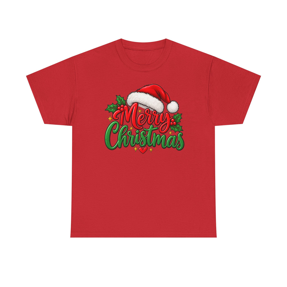 Merry Christmas, Santa hat, and Holly graphic tee