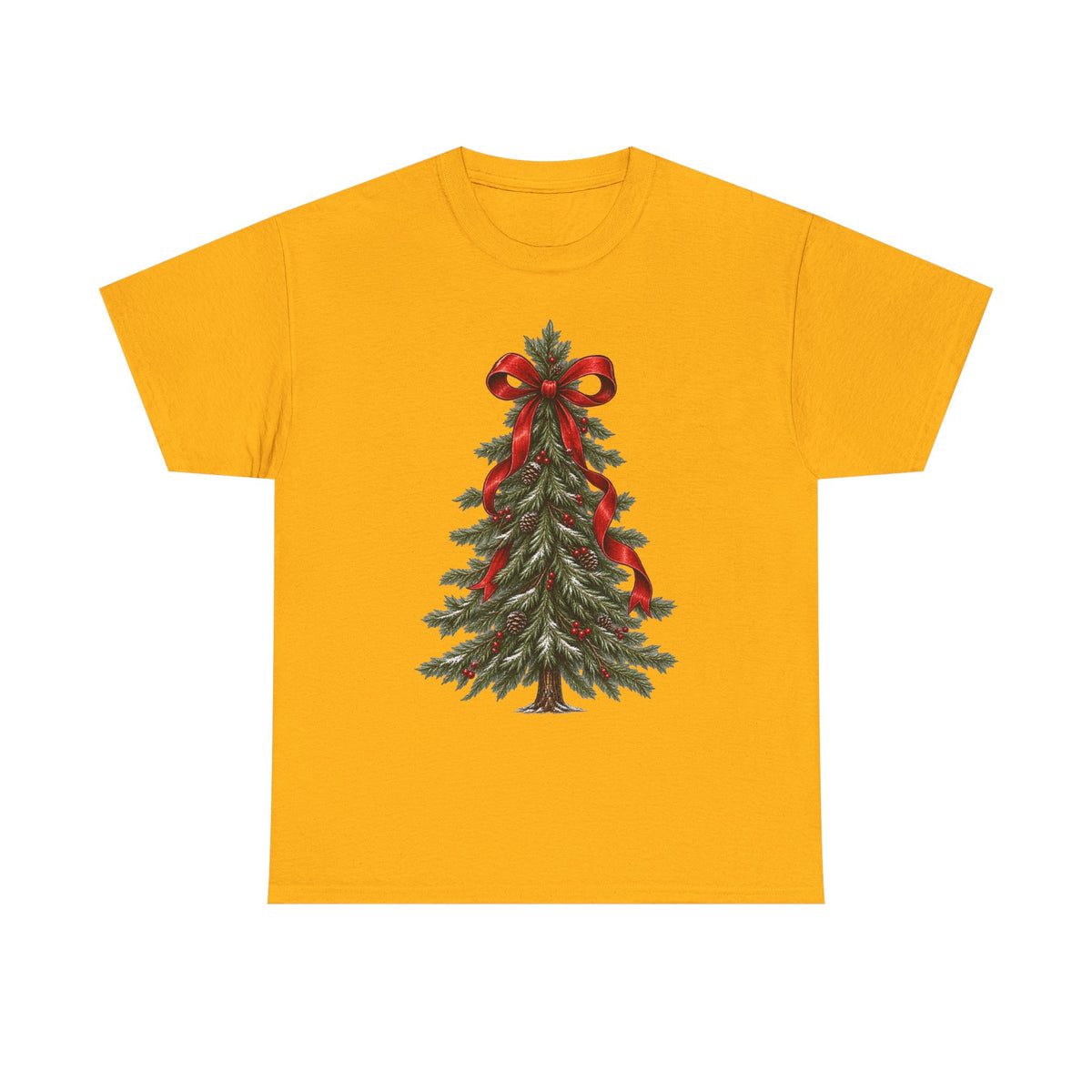 Christmas tree with red bow T-shirt… Festive holiday, graphic tee
