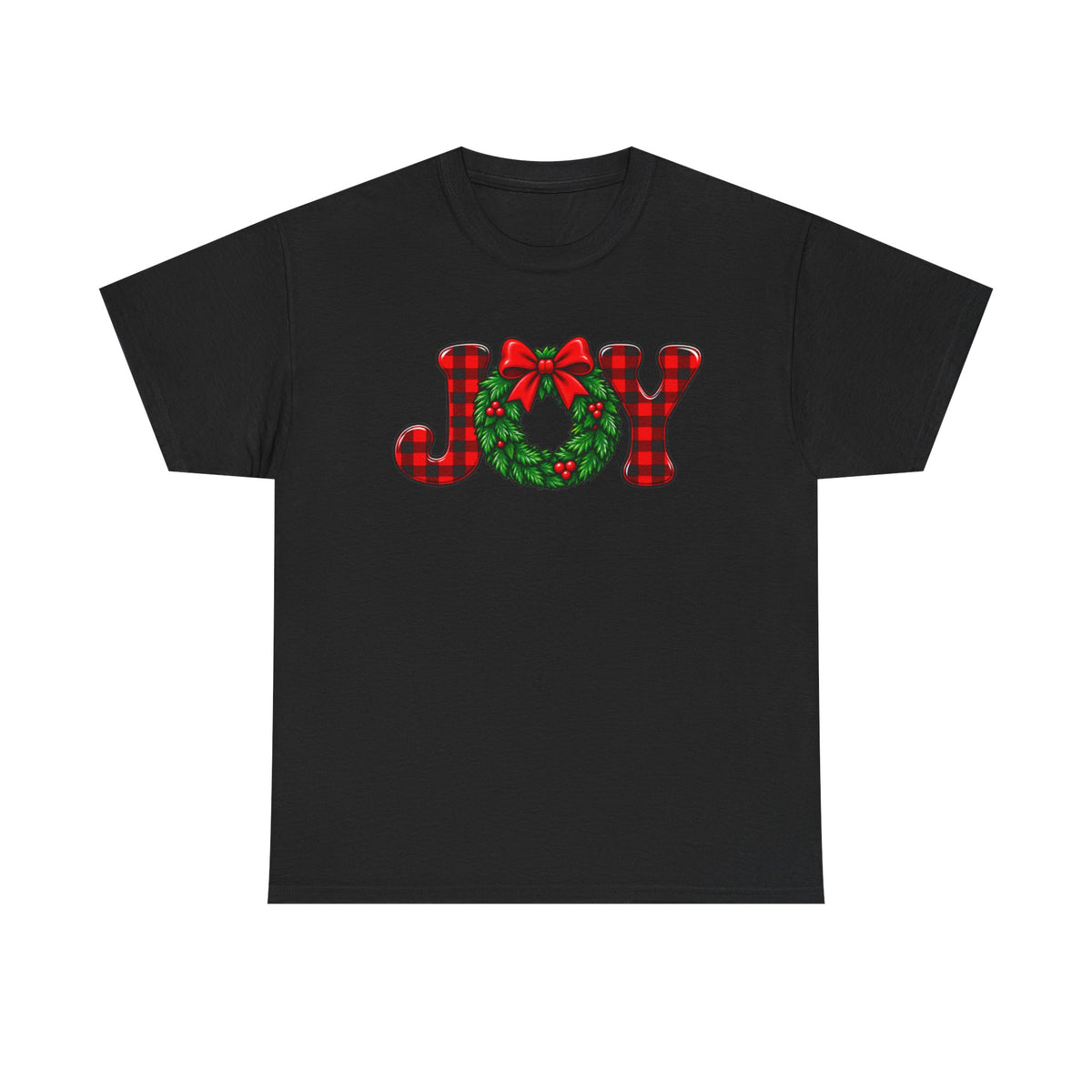Joy Christmas wreath T-shirt… Classic festive holiday tee