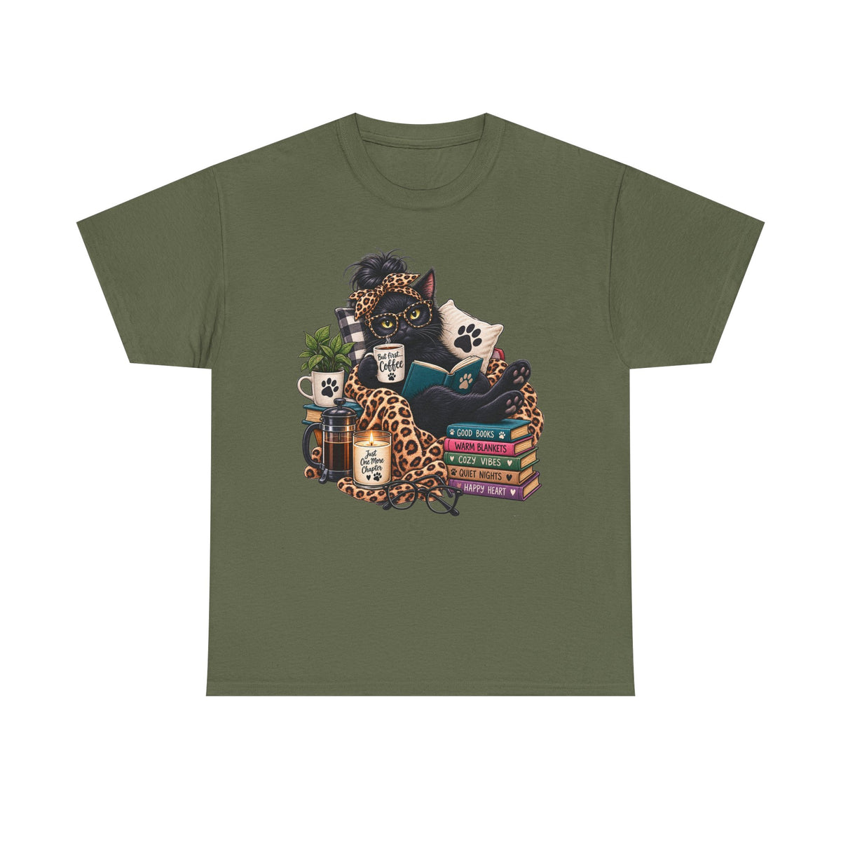 Cozy Cat Reading Tee