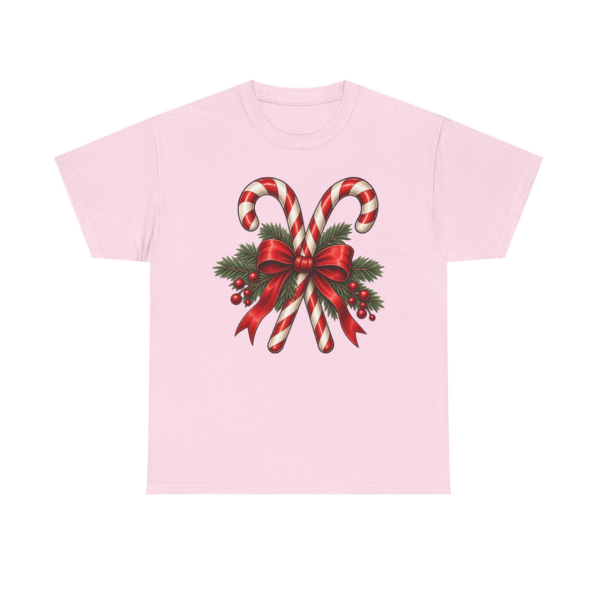 Candy cane Christmas T-shirt… Classic holiday bow, and greenery tea