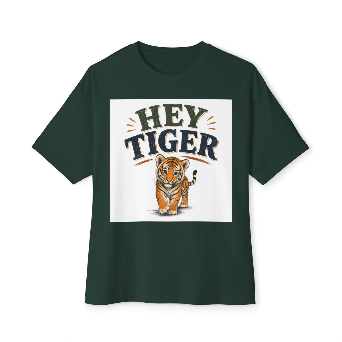 Hey Tiger Tee — Cute Tiger Graphic Oversized T‑Shirt