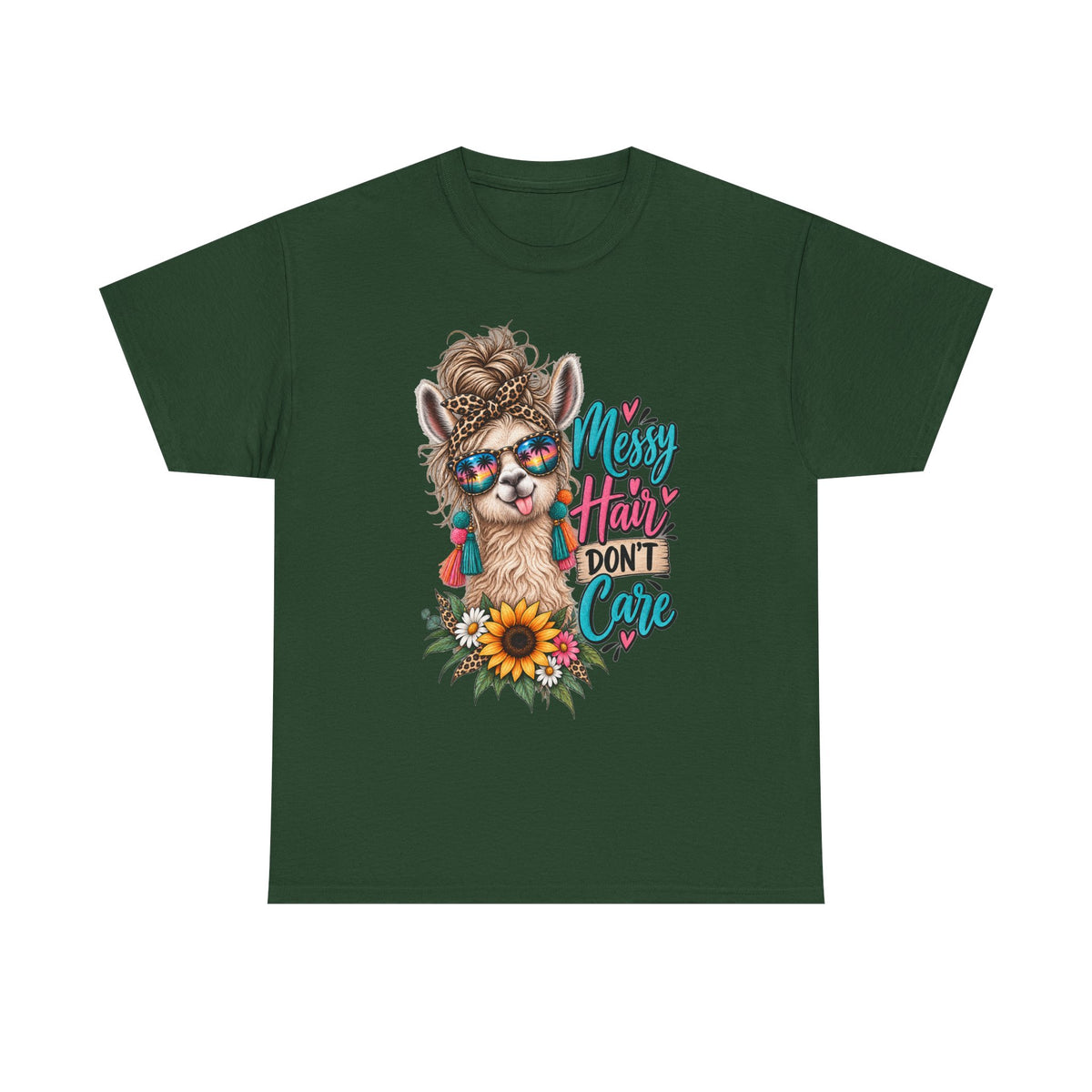 Messy Hair Don't Care Llama T-Shirt