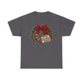 Christmas Wagon Wheel Tee — “Merry Christmas Y’all” Plaid Wreath Holiday Shirt