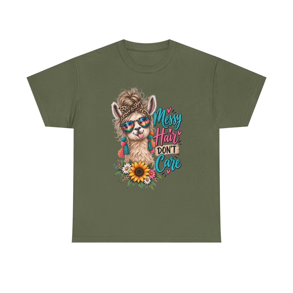 Messy Hair Don't Care Llama T-Shirt