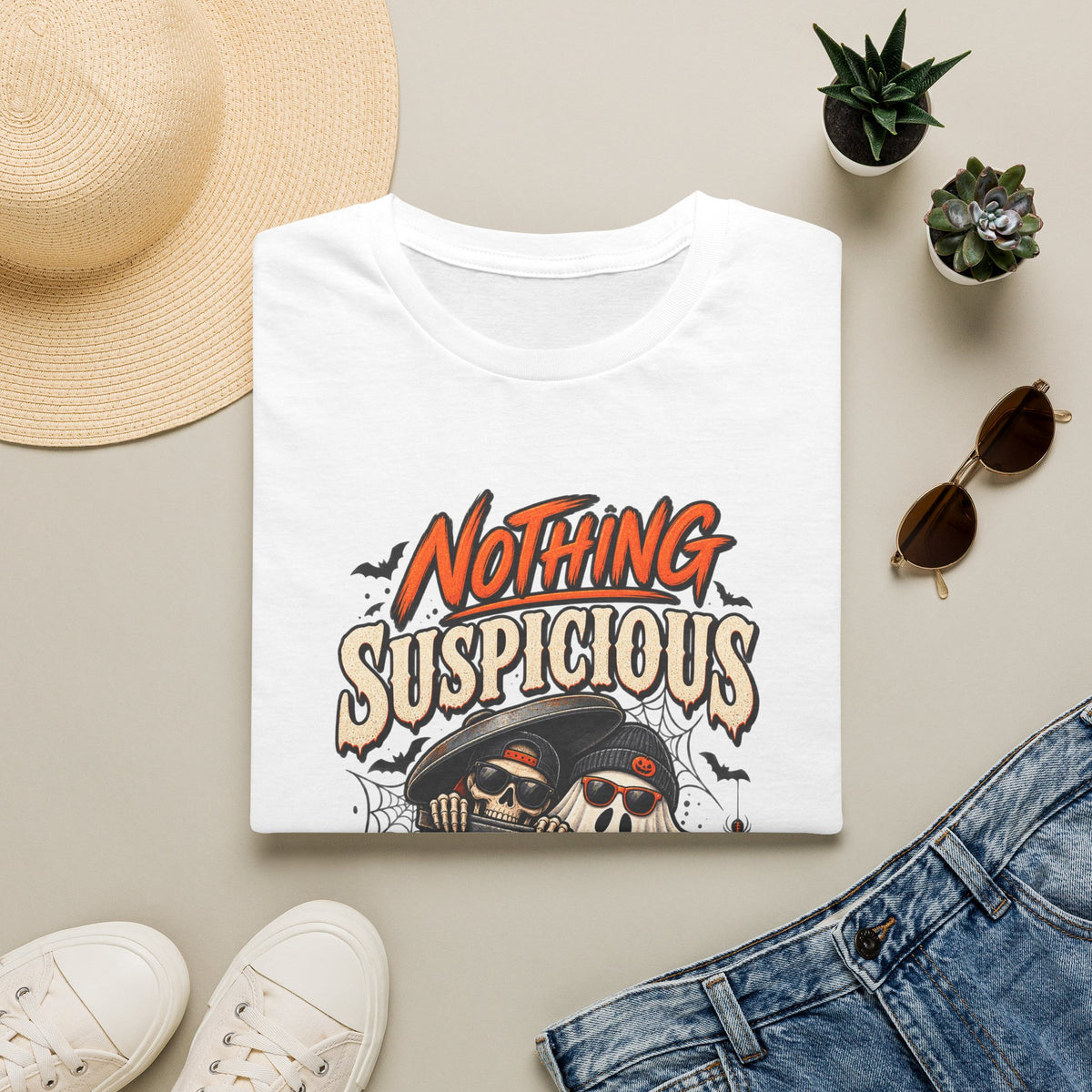 Nothing suspicious going on here, shirt, spooky season tee, funny horror, Halloween T-shirt