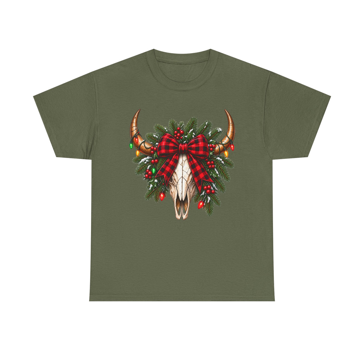 Christmas Buffalo Plaid Longhorn Tee