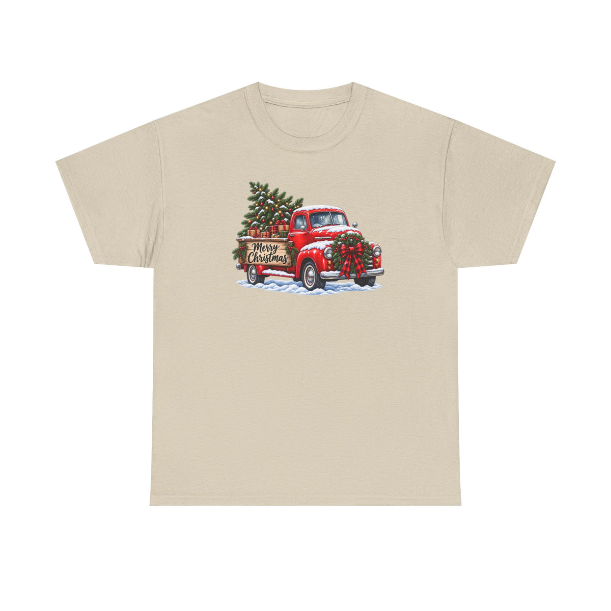 Christmas Truck T-Shirt — Red Vintage Truck with Tree & "Merry Christmas"