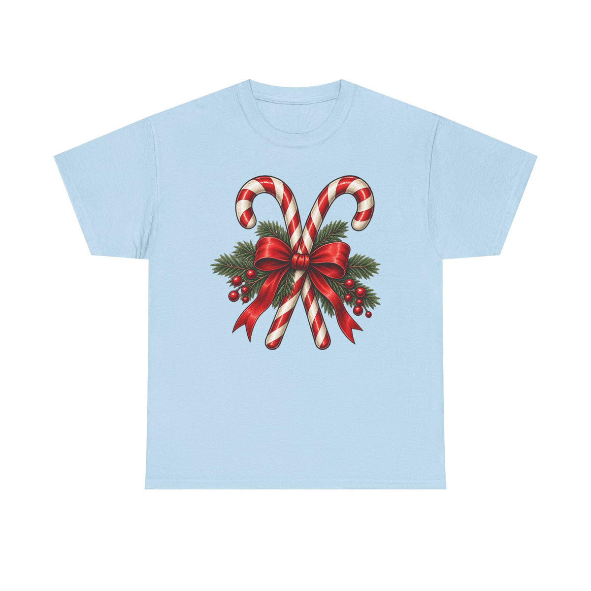 Candy cane Christmas T-shirt… Classic holiday bow, and greenery tea
