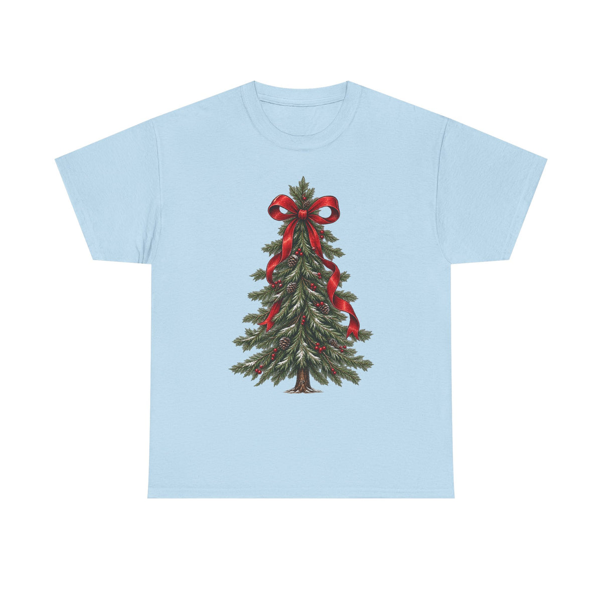 Christmas tree with red bow T-shirt… Festive holiday, graphic tee