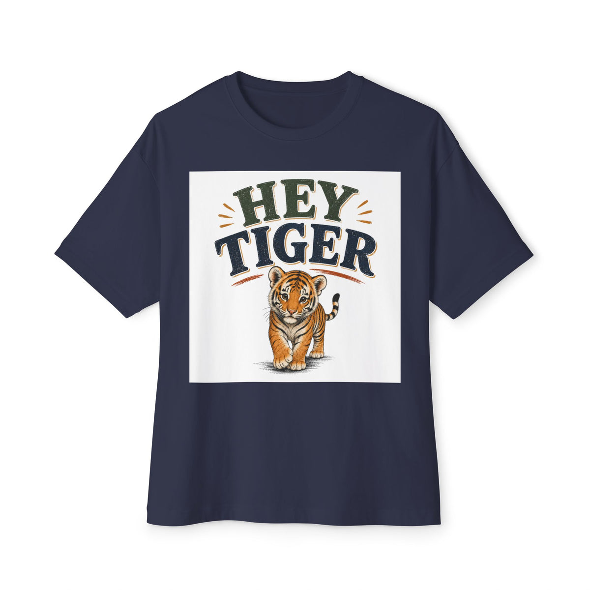 Hey Tiger Tee — Cute Tiger Graphic Oversized T‑Shirt