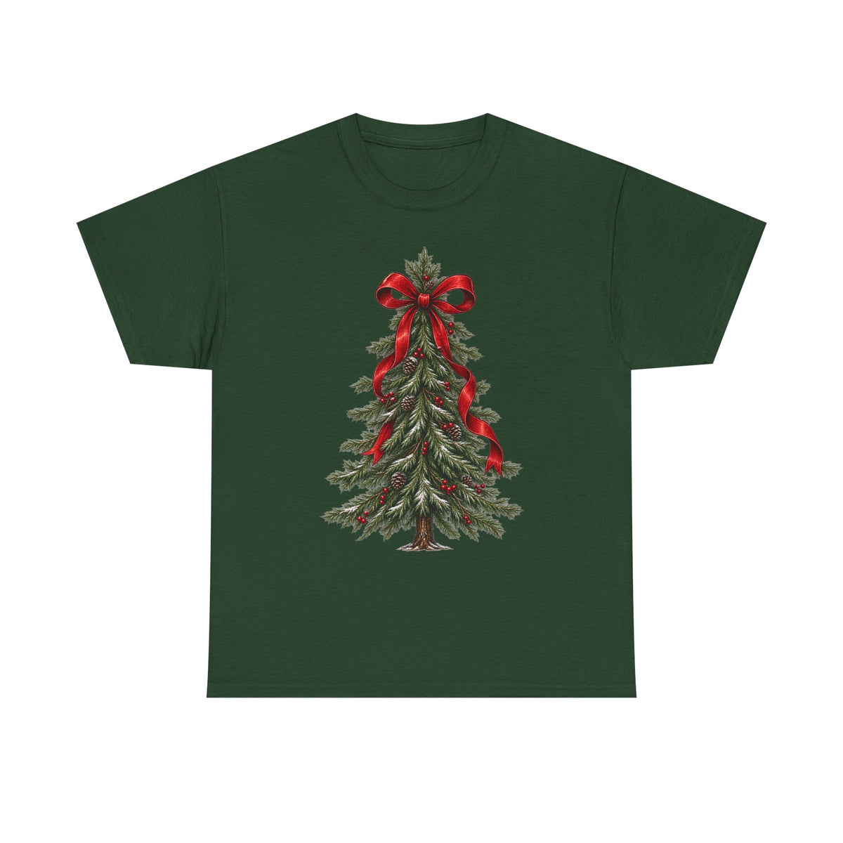 Christmas tree with red bow T-shirt… Festive holiday, graphic tee