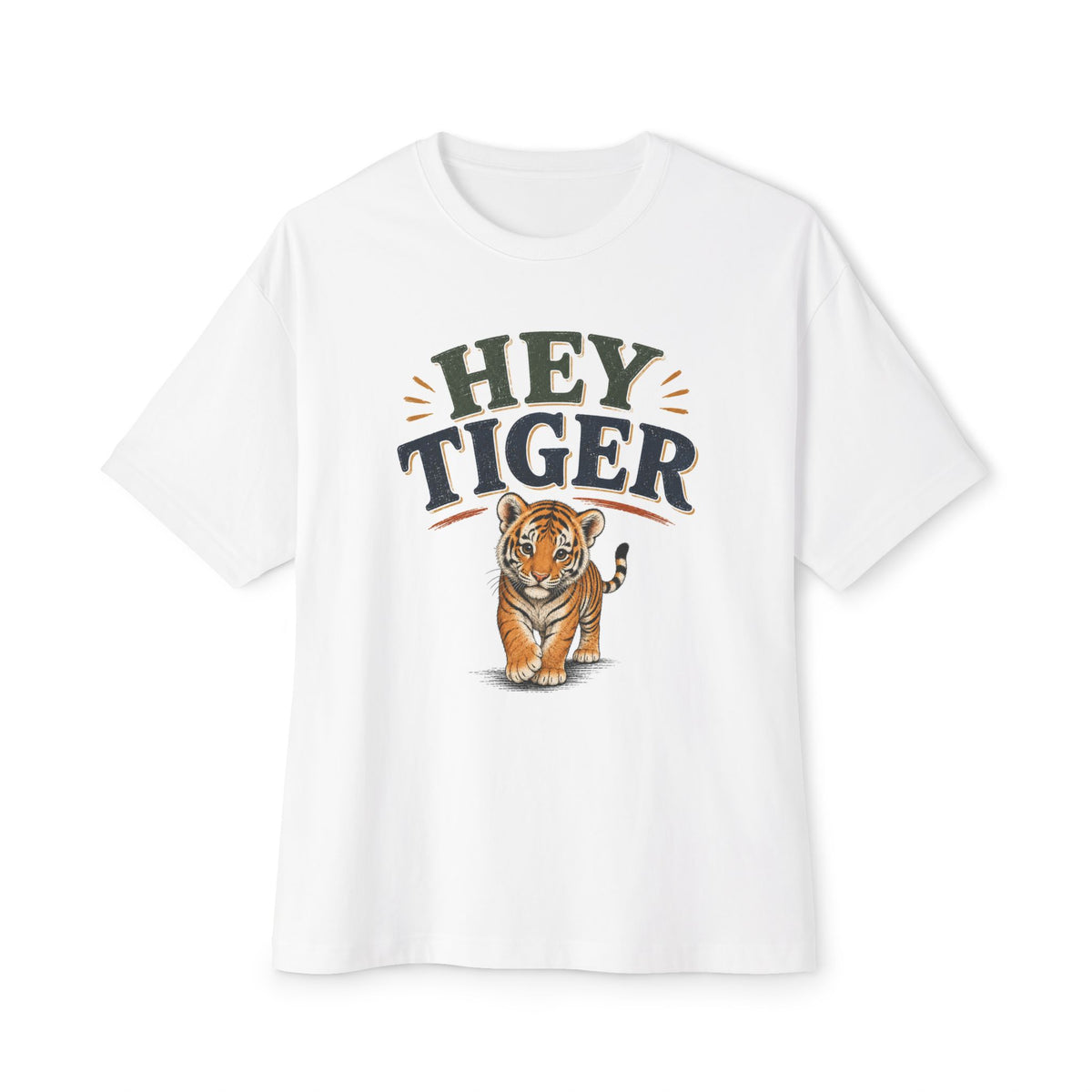 Hey Tiger Tee — Cute Tiger Graphic Oversized T‑Shirt