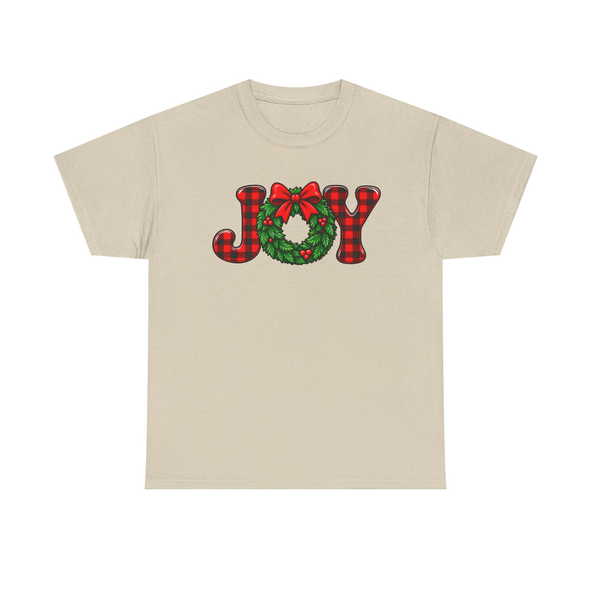 Joy Christmas wreath T-shirt… Classic festive holiday tee