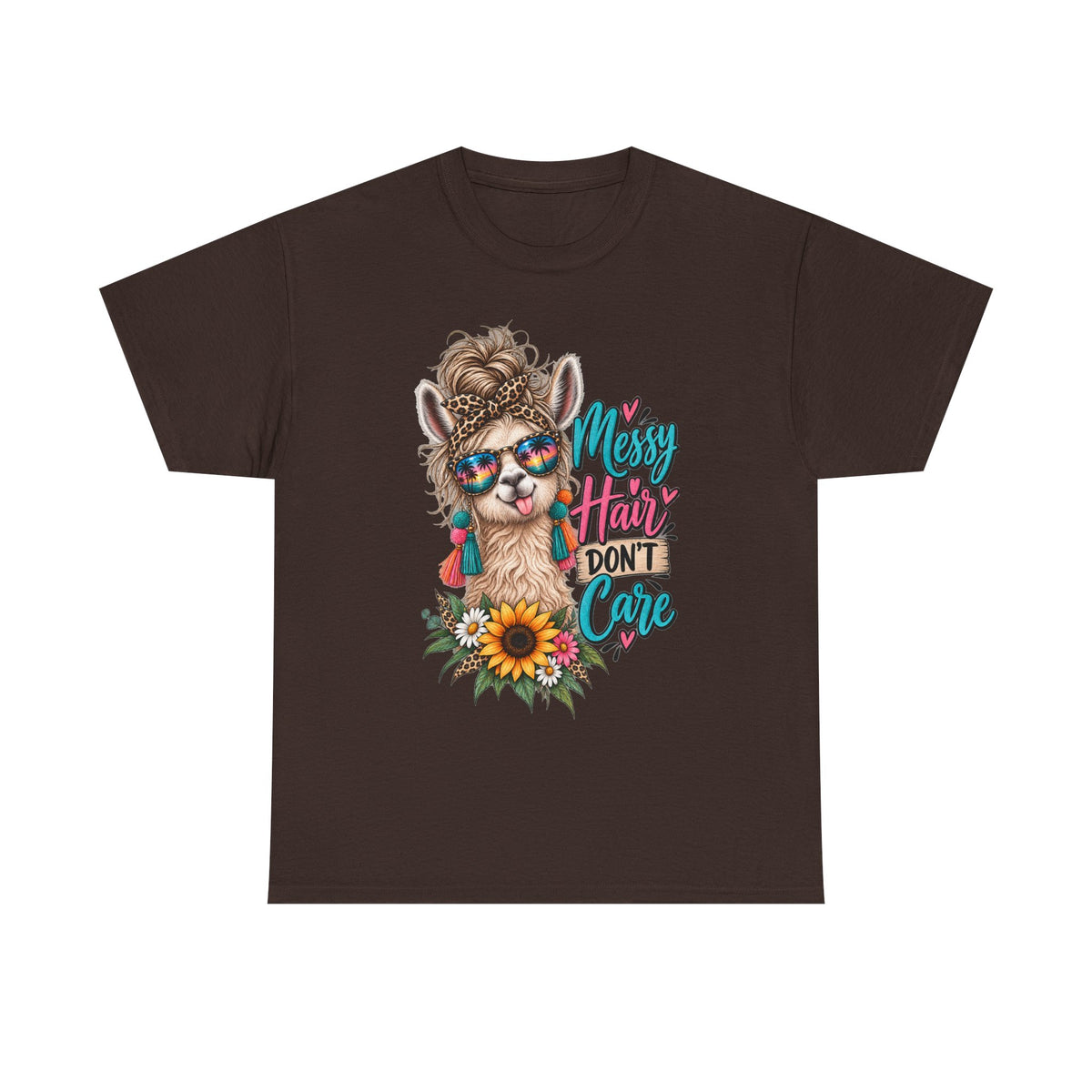 Messy Hair Don't Care Llama T-Shirt