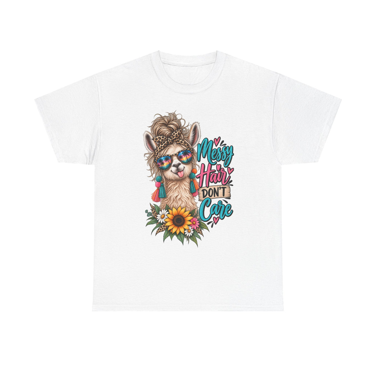 Messy Hair Don't Care Llama T-Shirt