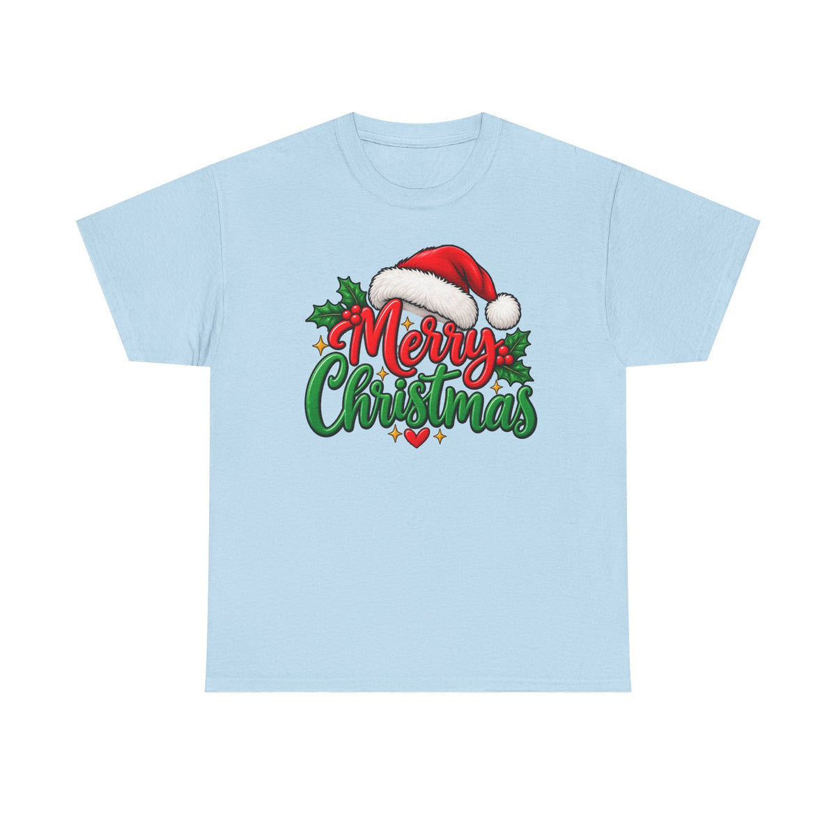 Merry Christmas, Santa hat, and Holly graphic tee