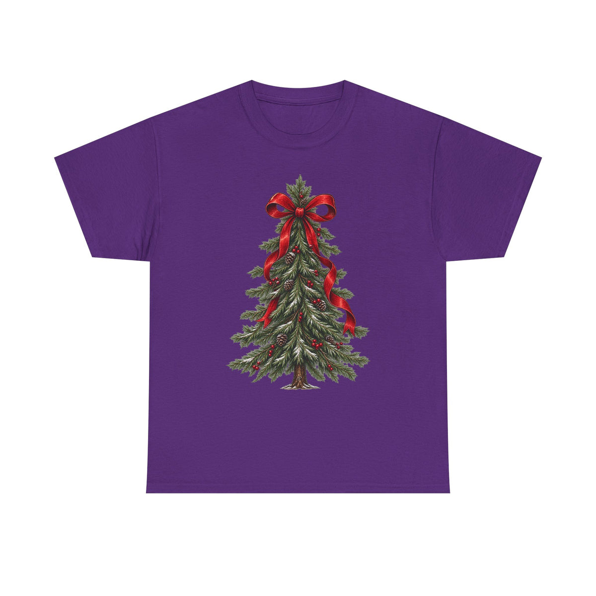 Christmas tree with red bow T-shirt… Festive holiday, graphic tee