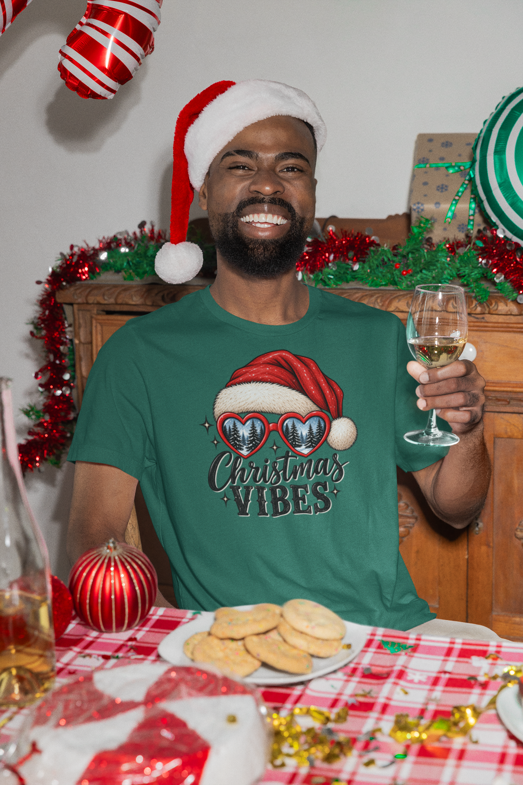Christmas vibes holiday graphic T-shirt