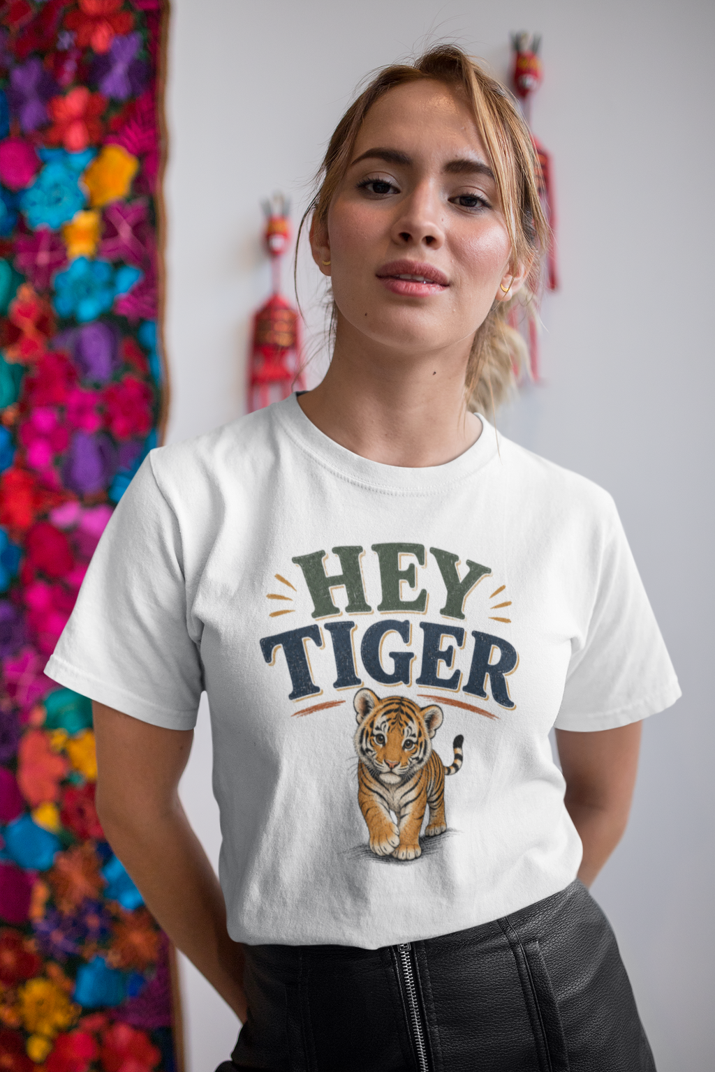 Hey Tiger Tee — Cute Tiger Graphic Oversized T‑Shirt