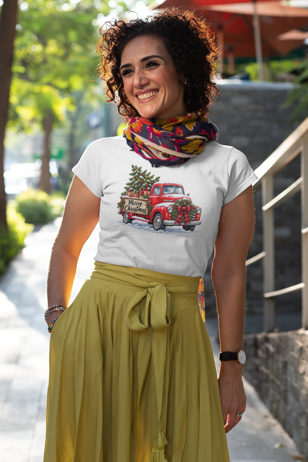 Christmas Truck T-Shirt — Red Vintage Truck with Tree & "Merry Christmas"