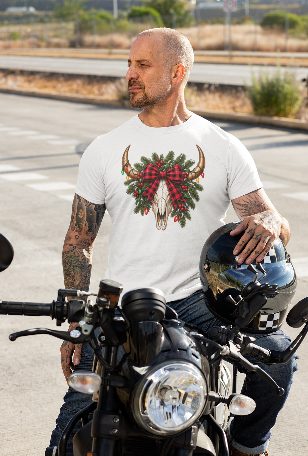 Christmas Buffalo Plaid Longhorn Tee